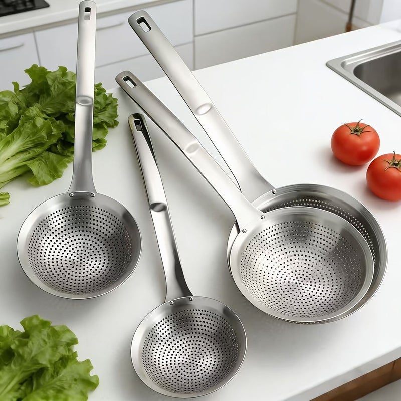 304 Stainless Steel Skimmer Ladle 1pc For Frying Dumpling Pasta Draining Oil Kitchen Utensil - Image 5