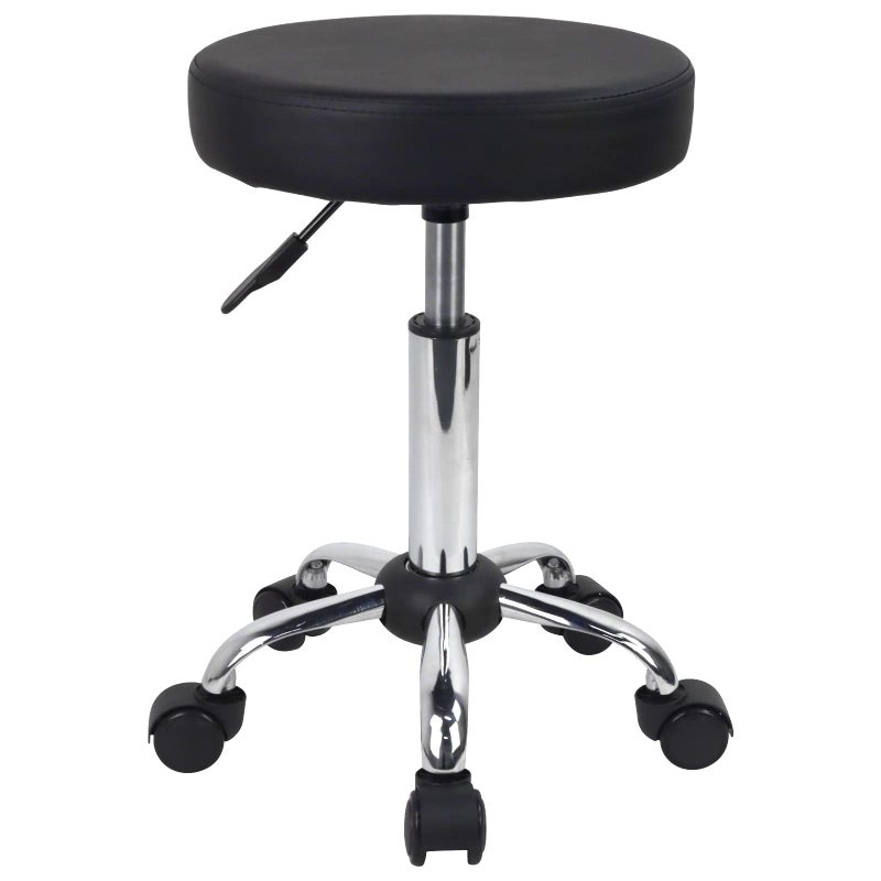 FURWOO MultiPurpose Rolling Stool Round Stool with Wheels for Spa Adjustable Drafting Stool Black TY0101BF