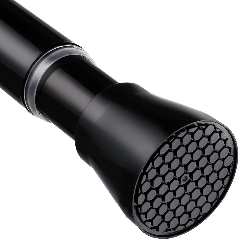MEXAU Black Spring Tension Curtain Rod 28-52 Inches, 7/8" Diameter Adjustable Shower Curtain Rod No Drill, Anti-slip Heavy Duty Spring Curtain Rod for Windows Bathroom Kitchen Closet Doorway - Image 1