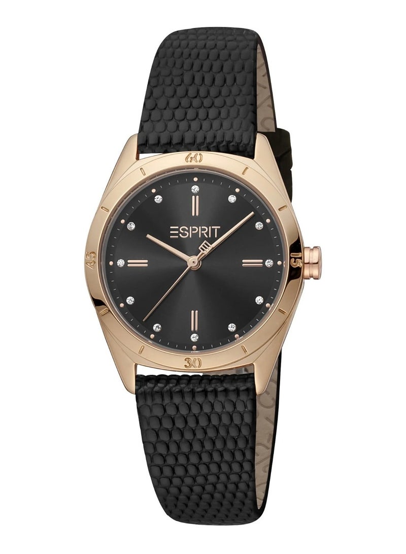 Esprit Stainless Steel Analog Women's Watch With Black Leather Band ES1L292L0035 - Image 1