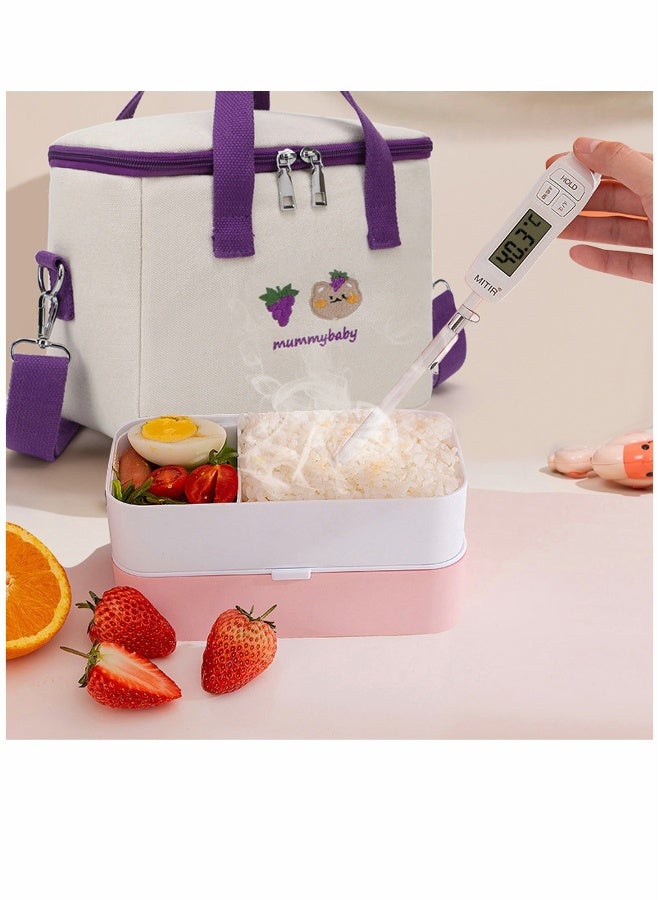 Reusable Lunch Bags Large Cooler Tote Bag Aesthetic Kawaii Cute Lunch Bag Box with Straps Insulated Waterproof Durable for Women Girls Kids Office School Purple - Image 3