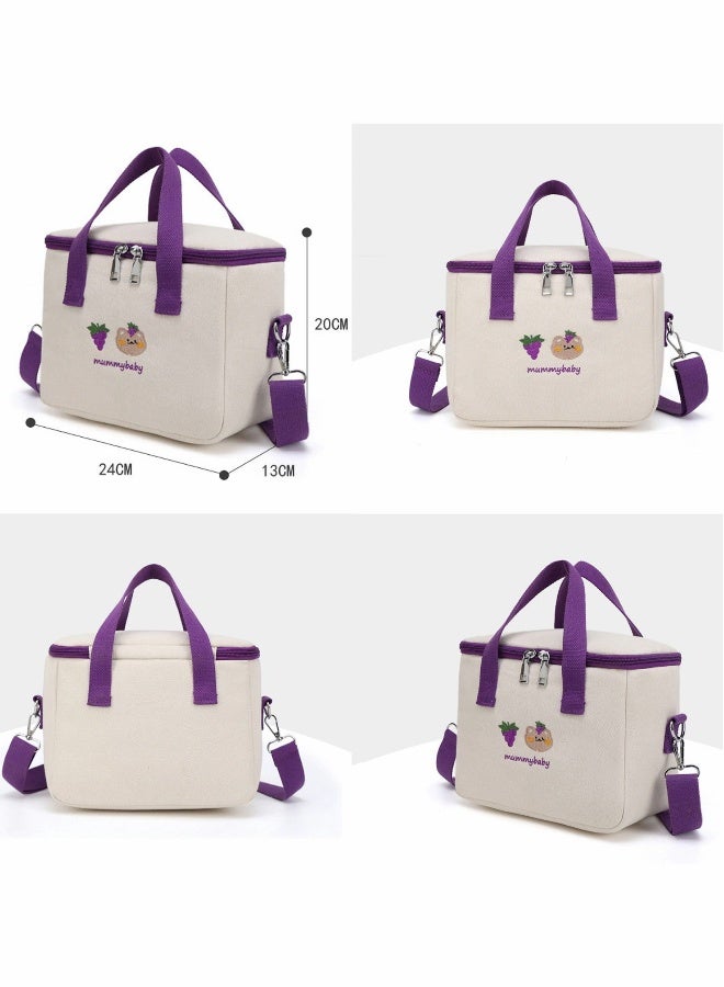Reusable Lunch Bags Large Cooler Tote Bag Aesthetic Kawaii Cute Lunch Bag Box with Straps Insulated Waterproof Durable for Women Girls Kids Office School Purple - Image 5