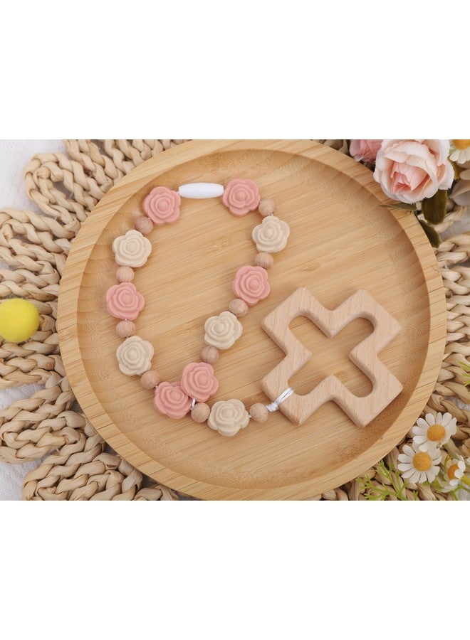 YOUAME Cross Baptism Silicone Rosary - Baby Shower Baptism Party Supply, Kids First Rose Beads Rosary, Baby Girls 1st Year Silicone Beads Gifts, Christian Communion Rosary - Image 3