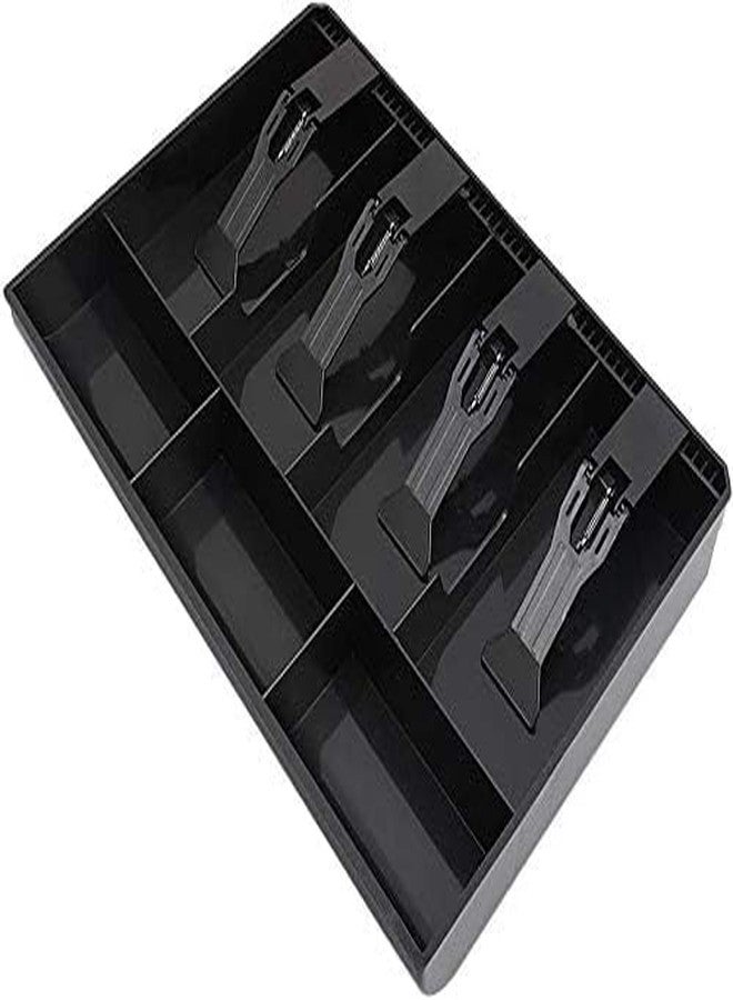 DHAVAL KAVID Cash Register Drawer Insert Tray 4 Cash 3 Coin Compartments with Spring Clips Replacement Money Tray for Cash Register, Ideal for Retail, Craft Fairs, and Small Business - Image 1