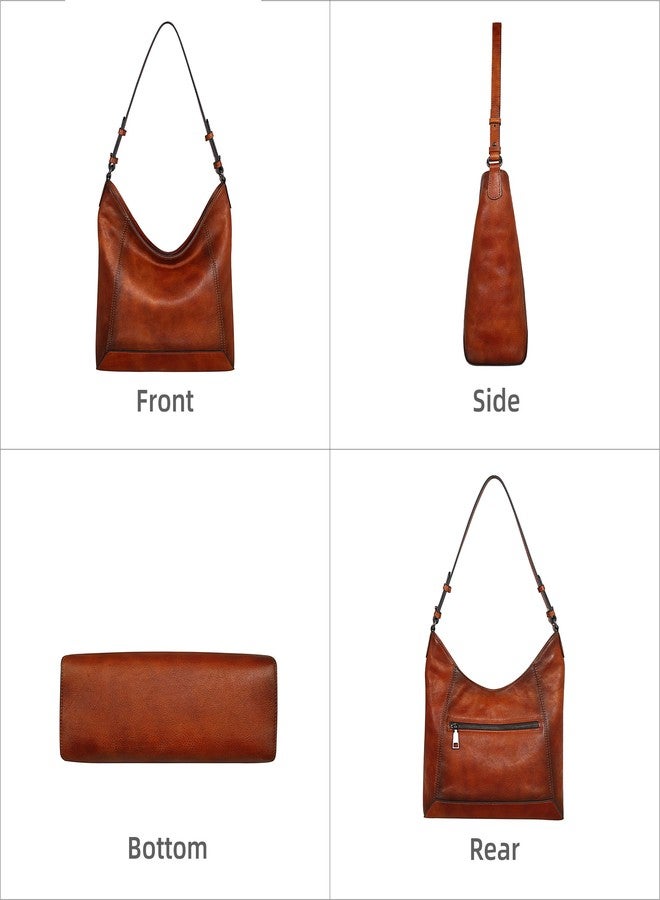 Iswee Leather Hobo Shoulder Bag Crossbody Purses for Women Handbags Medium Size Hobo Crossbody Leather Pocketbooks(Brown) - Image 4