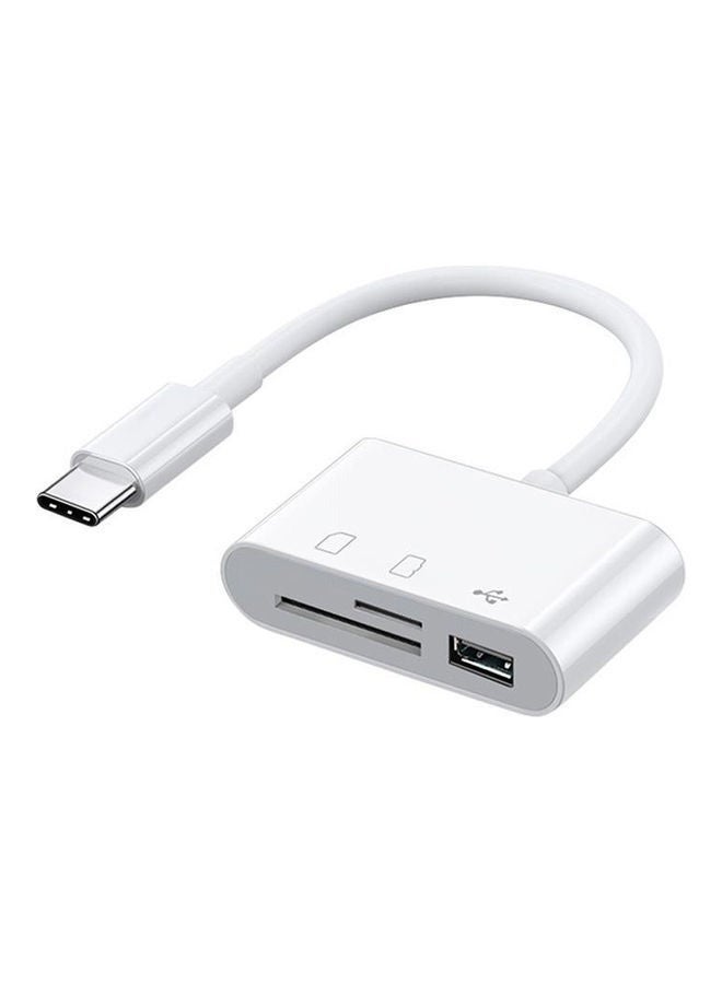 3-in-1 Type-C Card Reader Hub – USB, SD, TF Multiport Adapter for Phone, Tablet, Laptop – OTG Plug & Play, Portable Design, White  - Image 2