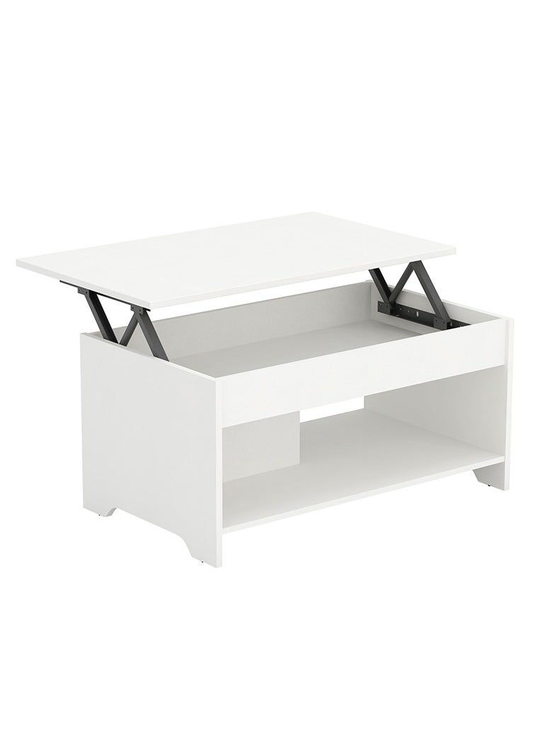 Eleva Home - Lift Top Coffee Table Modern with Hidden Compartment and Large storage, White - Image 1
