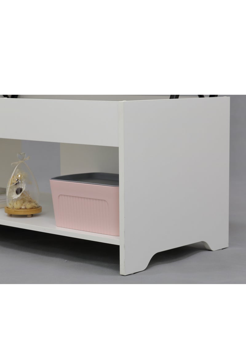 Eleva Home - Lift Top Coffee Table Modern with Hidden Compartment and Large storage, White - Image 1