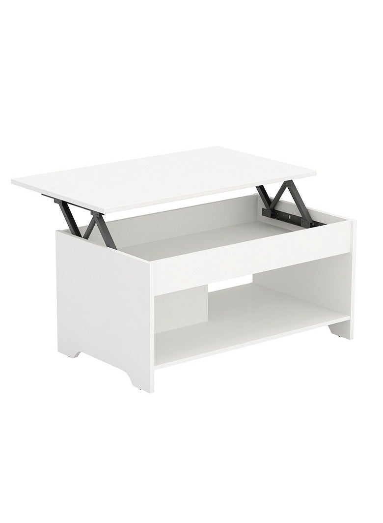 Eleva Home Lift Top Coffee Table Modern with Hidden Compartment and Large storage, White - Image 3