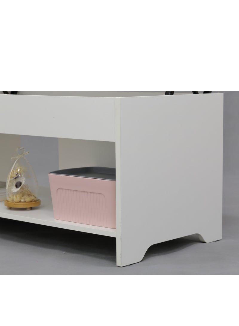Eleva Home Lift Top Coffee Table Modern with Hidden Compartment and Large storage, White - Image 4