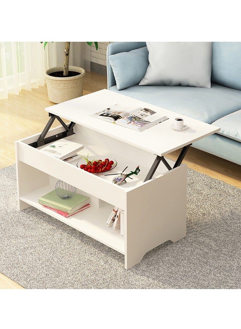 Eleva Home Lift Top Coffee Table Modern with Hidden Compartment and Large storage, White - Image 1