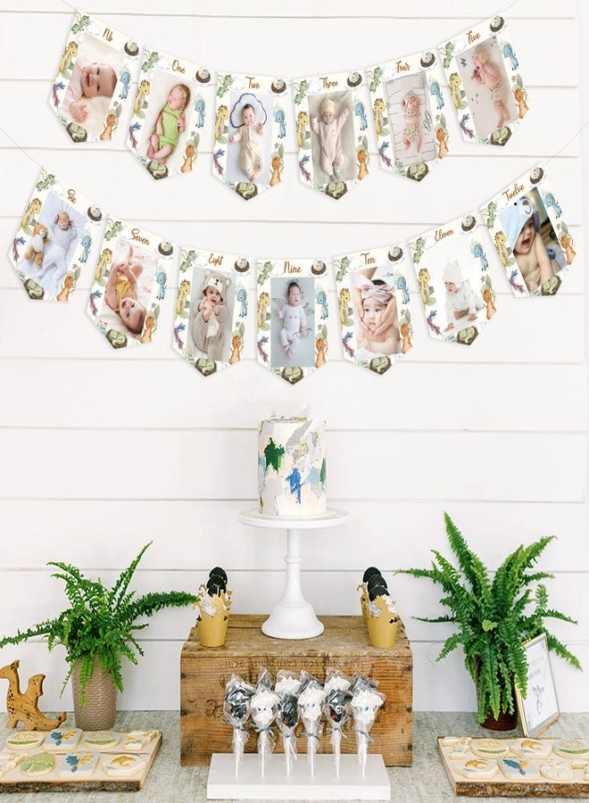 CORNER LACE Dragon 1st Birthday Decorations Boys from Newborn to 12 Months, Happy 1st Birthday Photo Banner, Monthly Milestone Photograph Bunting Garland, Dragon Theme Birthday Party Supplies - Image 3