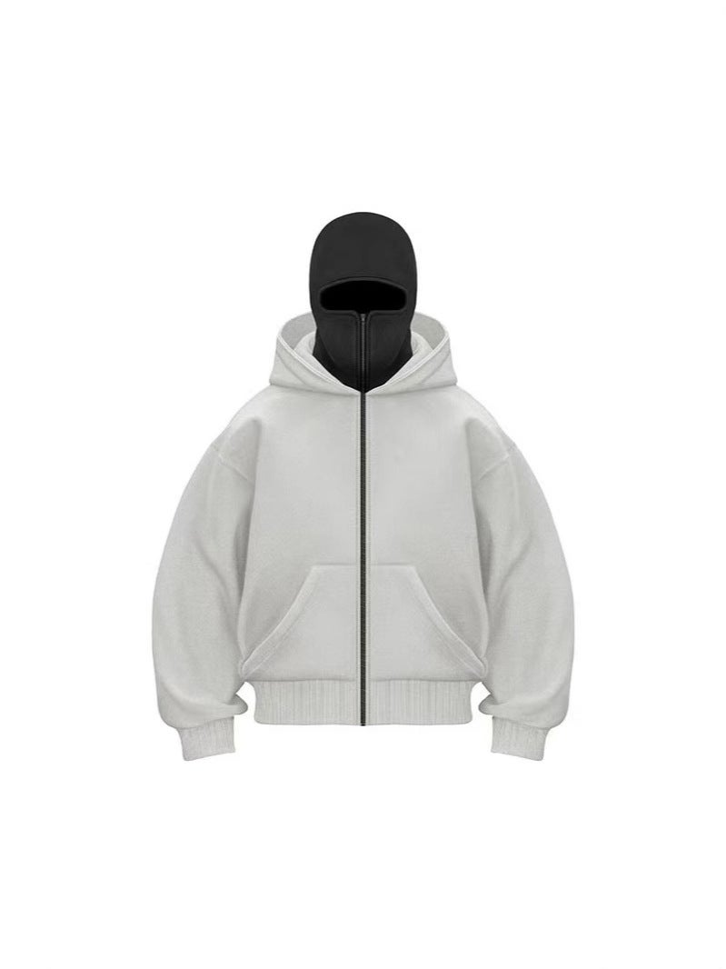 25 Spring New High-Weight Fiddle Double Hat Vests Youth Solid Color Hooded Cover Loose Coat - Image 5