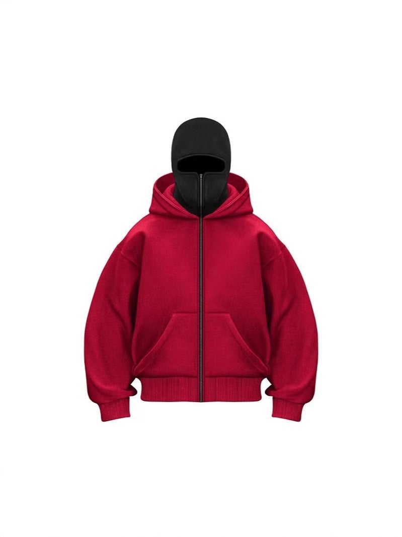 25 Spring New High-Weight Fiddle Double Hat Vests Youth Solid Color Hooded Cover Loose Coat - Image 3