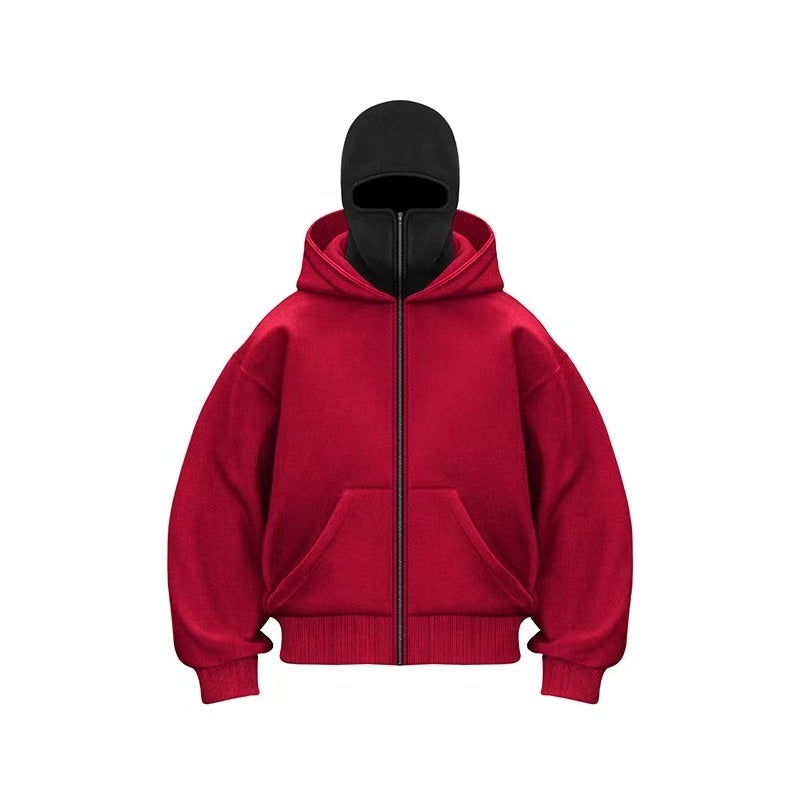 25 Spring New High-Weight Fiddle Double Hat Vests Youth Solid Color Hooded Cover Loose Coat - Image 1