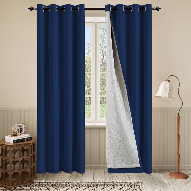 OYRING 3 Thick Layers Heavy Curtains Thermal Insulated Soundproof Curtains for Bedroom-Grommet 100% Blackout Curtains 1 Panel Navy Blue 50x120 Inch - Image 1