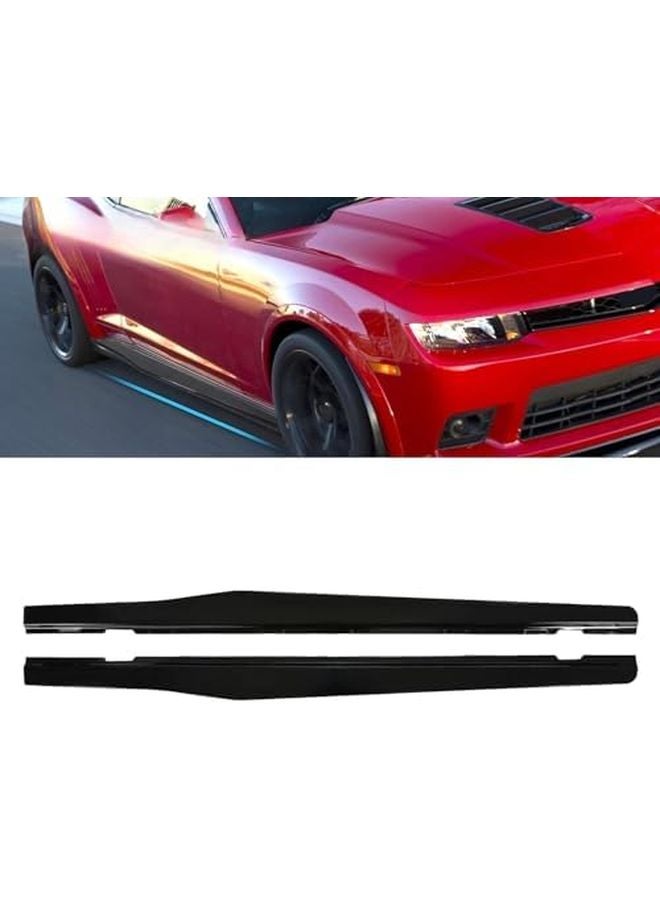 Glossy Black Side Skirts Rocker Panel Guards For 2010 2015 Chevy Camaro LT LS SS - Image 1