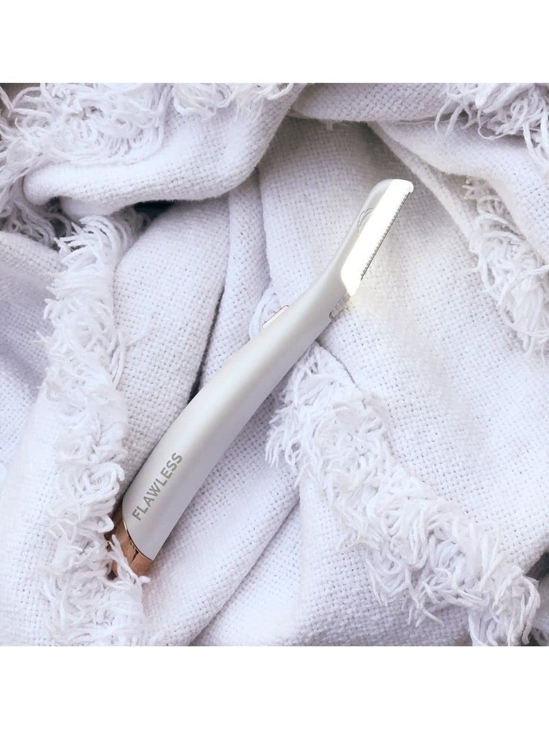 Flawless - Finishing Touch Flawless Dermaplane Glo Lighted Facial Exfoliator - Non-Vibrating and Includes 6 Replacement Heads, White/Rose Gold - Image 1