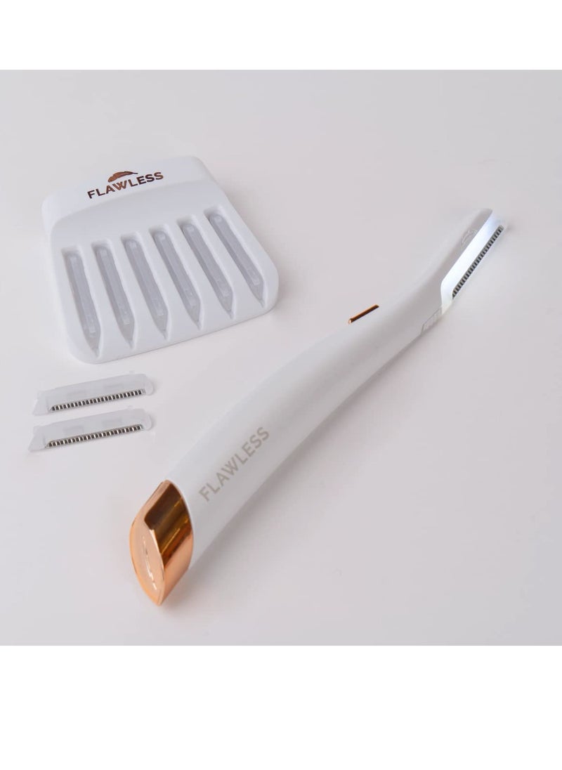 Flawless - Finishing Touch Flawless Dermaplane Glo Lighted Facial Exfoliator - Non-Vibrating and Includes 6 Replacement Heads, White/Rose Gold - Image 1