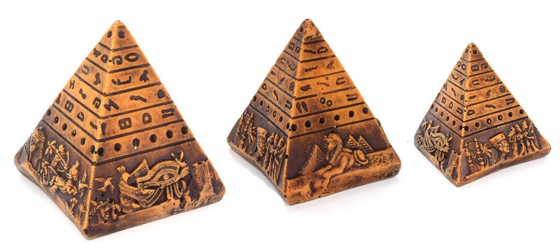 immatgar pharaonic pyramids Statue ancient Egyptian souvenirs gifts for women and men Home Décor Sculpture Pharaohs art (shape3 - Brown - 7 CM Height)