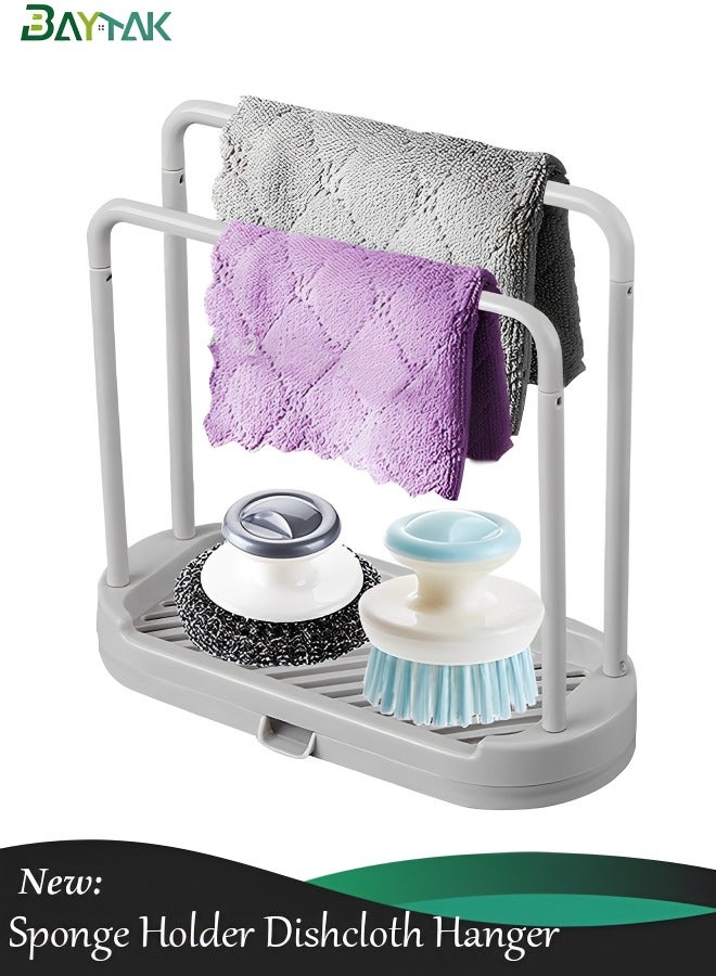 Baytak Kitchen Sink Sponge Holder, Rust-Resistant Dishcloth & Scrubber Organizer for Sponge and Brush Storage (1 Piece) - Image 1