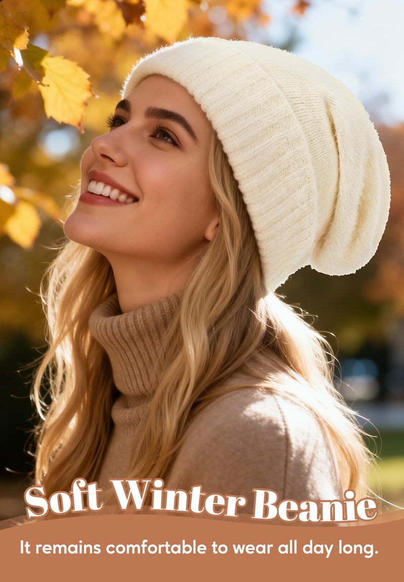 Zando Slouchy Satin Lined Beanie for Women & Men - Warm Hair Protection Winter Hat, Fashionable Thick Kint Black Beanie, Silky Lined Skull Cap, Stocking Cap for Cold Outdoor Travel Daily Wear One Size - Image 2