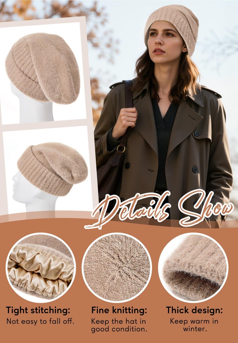 Zando Slouchy Satin Lined Beanie for Women & Men - Warm Hair Protection Winter Hat, Fashionable Thick Kint Black Beanie, Silky Lined Skull Cap, Stocking Cap for Cold Outdoor Travel Daily Wear One Size - Image 5