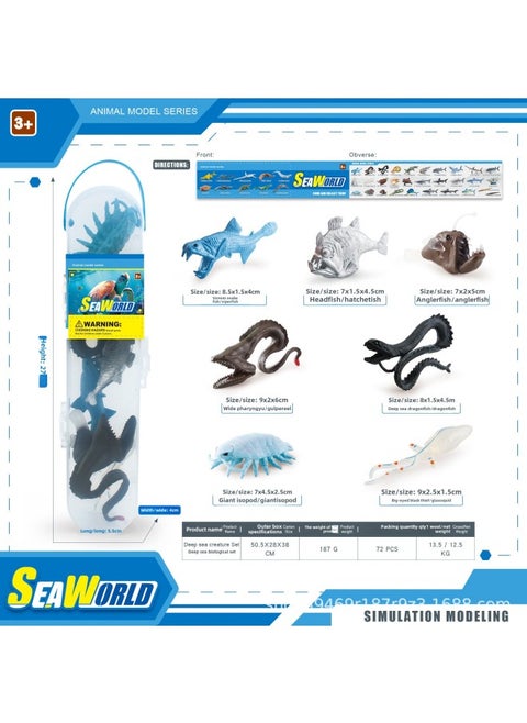 Simulation Antarctic Arctic Penguin And Whale Storage Box Model Set Mini Polar World Animal Ornaments-Color:BL-1200B Deep Sea Bio Set 187g