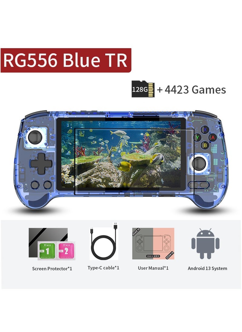 ANBERNIC  - ANBERNIC RG556 Handheld Game Console Unisoc T820 Android 13 5.48 inch AMOLED Screen 5500mAh WIFI Bluetooth Retro Video Players (Blue 128G) - Image 1