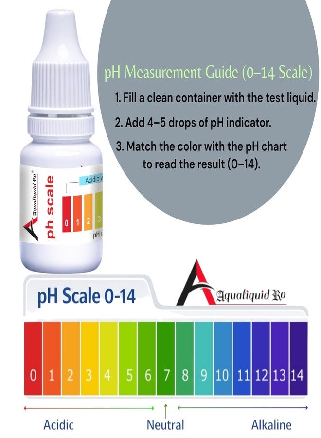 AQUALIQUID RO pH Drop for pH Testing and Alkaline level, for pH Water Testing with pH Color Chart, pH Test Kit, Litmus liquid (2 Bottle) - Image 2