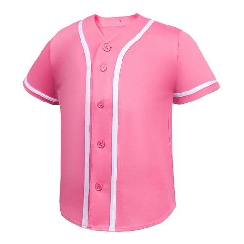 EALER BJK80 Series Kids Baseball Jersey Softball Jersey Button Down Shirts Pink Size 4T - Image 3