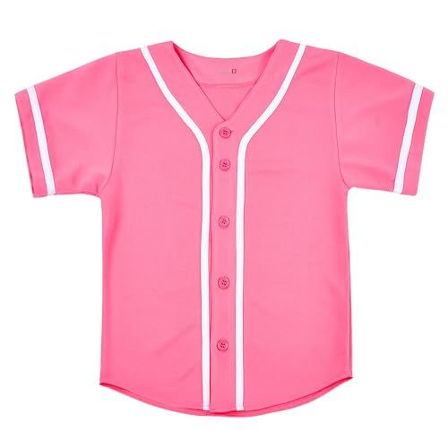 EALER BJK80 Series Kids Baseball Jersey Softball Jersey Button Down Shirts Pink Size 4T - Image 1