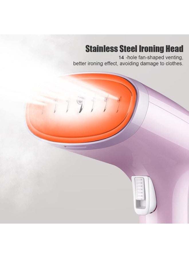 Portable Clothes Steamer Iron: 1500W Fast Heating, 15s Heat-up, 350ml Tank, Auto Shut Off, Wrinkle Remover for Travel & Home - Pink.  - Image 3
