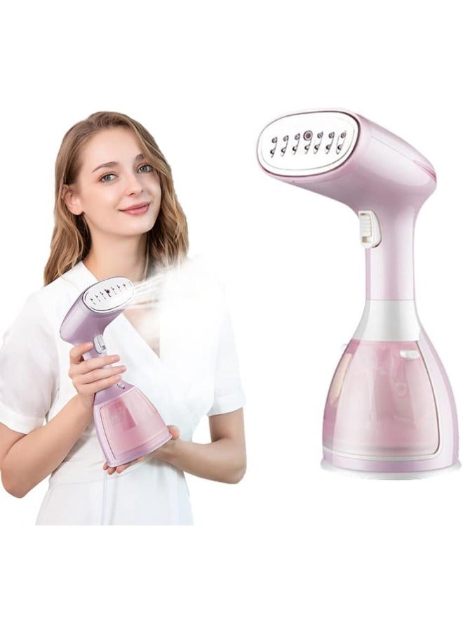 Portable Clothes Steamer Iron: 1500W Fast Heating, 15s Heat-up, 350ml Tank, Auto Shut Off, Wrinkle Remover for Travel & Home - Pink.  - Image 1