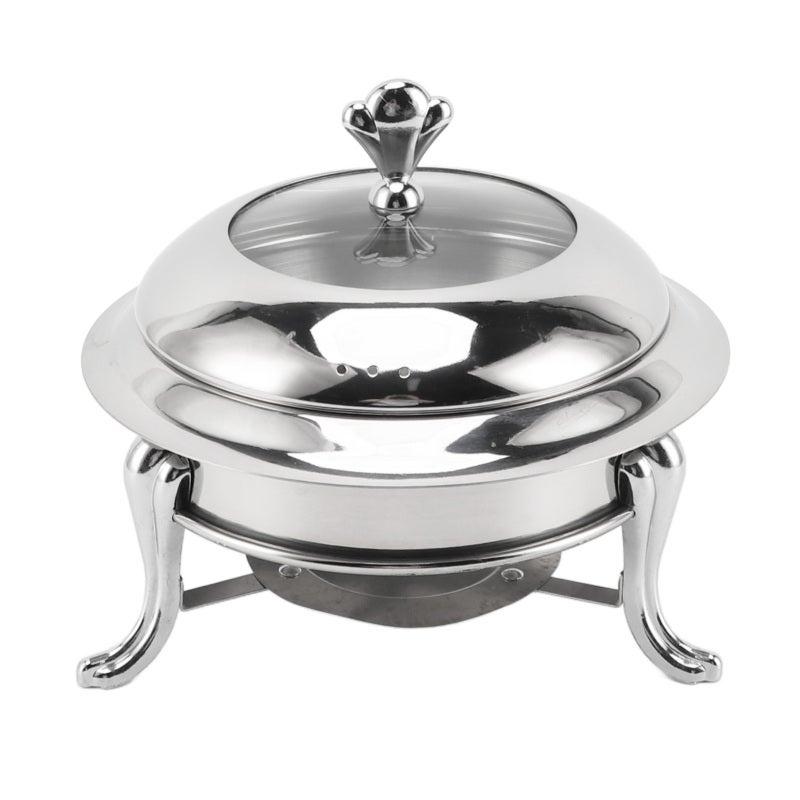 Chafing Dish 18cm Stainless Steel Fast Heating Buffet Set - Portable Design Round Warmer for Wedding Banquet Hot Pot Party Indoor Outdoor Gatherings - Image 1