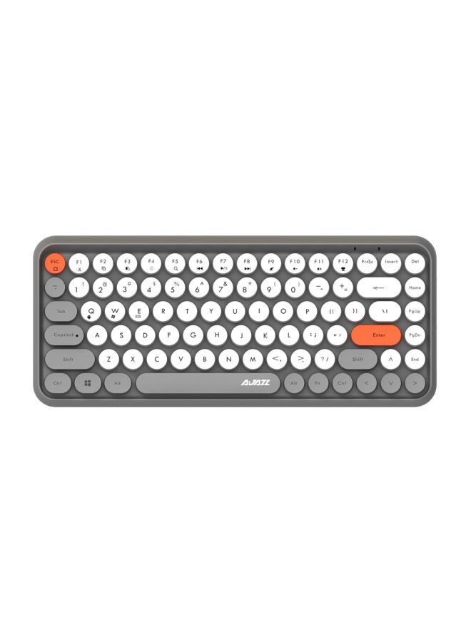 Wireless Bluetooth keyboard, Cute Mini 84-key Compact Keyboard, 2.4GHz wireless connect, Typewriter ABS Retro Round Key Caps, Matte Panel, Ergonomic Design for PC Computer Laptops Grey - Image 1