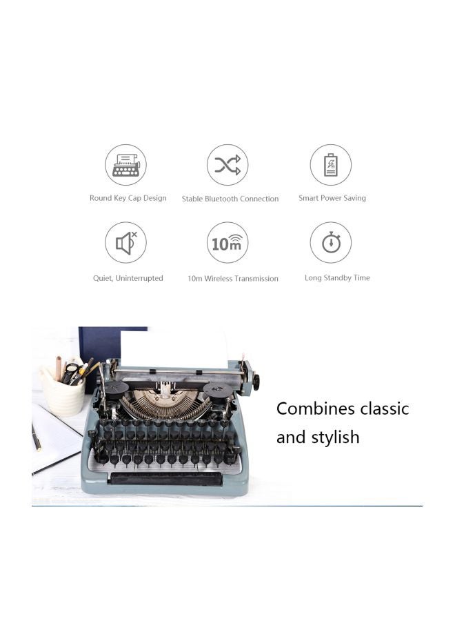 Wireless Bluetooth keyboard, Cute Mini 84-key Compact Keyboard, 2.4GHz wireless connect, Typewriter ABS Retro Round Key Caps, Matte Panel, Ergonomic Design for PC Computer Laptops Grey - Image 3