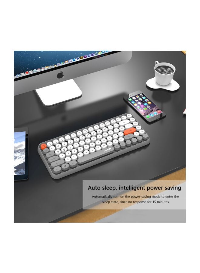 Wireless Bluetooth keyboard, Cute Mini 84-key Compact Keyboard, 2.4GHz wireless connect, Typewriter ABS Retro Round Key Caps, Matte Panel, Ergonomic Design for PC Computer Laptops Grey - Image 4