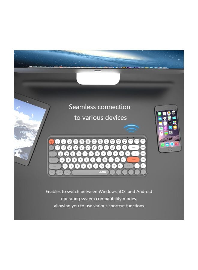 Wireless Bluetooth keyboard, Cute Mini 84-key Compact Keyboard, 2.4GHz wireless connect, Typewriter ABS Retro Round Key Caps, Matte Panel, Ergonomic Design for PC Computer Laptops Grey - Image 5