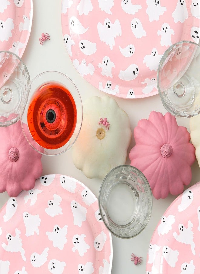 Whaline صحون ورقية بيضاوية من وايلين 50 قطعة لعيد الهالوين، تصميم لطيف لروح كرتونية وردية، صحون قابلة للتصرف لحفلات عيد الميلاد وحفلات استقبال المواليد، زينة للطاولة، 10 × 12 بوصة - Image 5