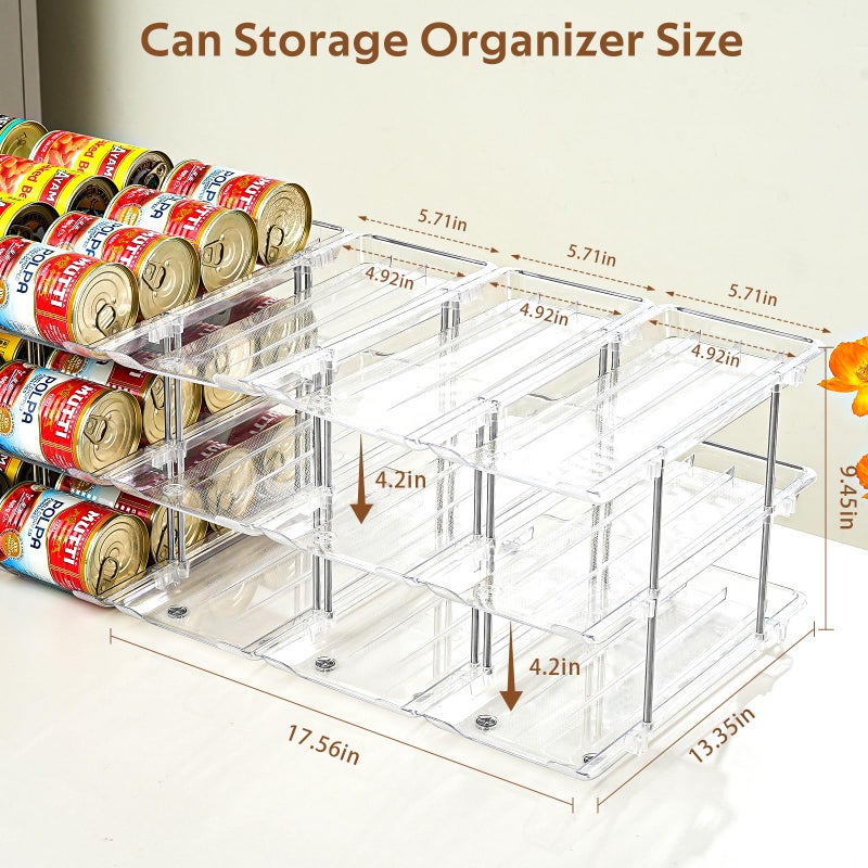 Amllas Can Organizer for Pantry, Stacking Can Storage Organizer Pantry, Automatic Rolling Can Rack for Fridge, 3Tire 3 Columns Can Holder for 36 Cans, Canned Goods Organizer - Image 2
