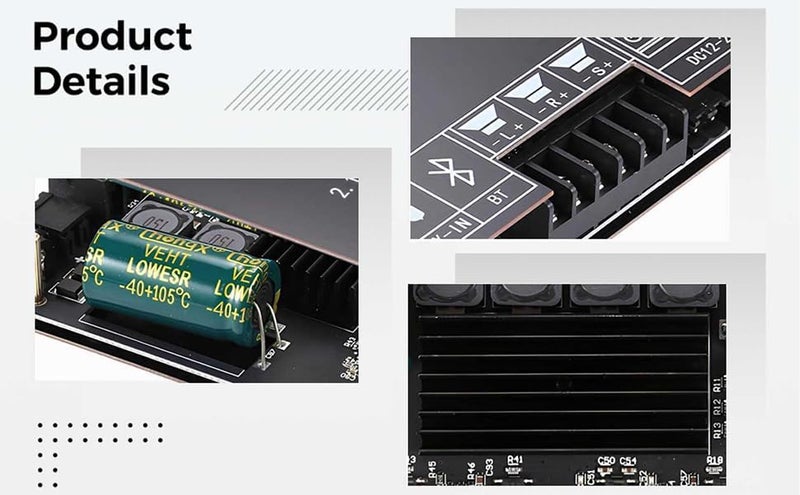 2.1 Channel Subwoofer Amplifier Board, ZK-TB21 TPA3116D2 HiFi Treble and Bass Control, Wireless 5.0 Digital Audio Power Amp Board with AUX-in, 50W+50W+100W 5 Knobs for Home Speakers - Image 4
