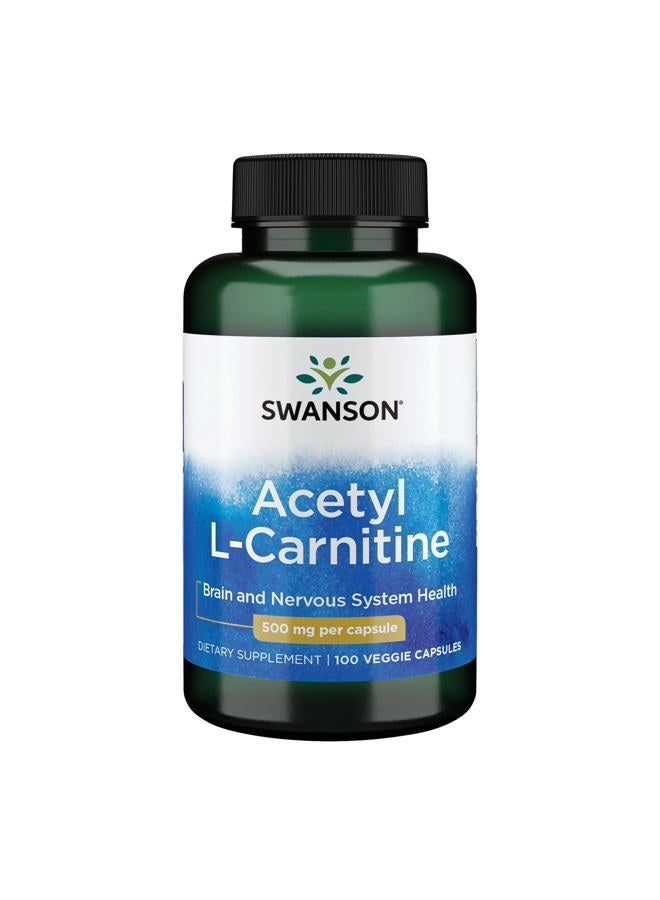 SWANSON Acetyl L-Carnitine 500 mg 100 Caps Premium - Image 1