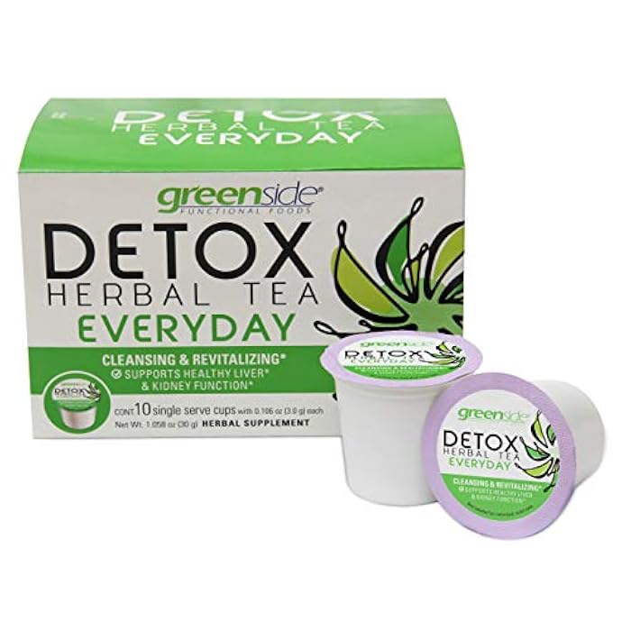 greenside Detox Herbal Tea Single Serve Cups for Everyday - Cleansing and Revitalizing Body Supplements - 10 Cups (3-gram Serving/Cup) - Image 1
