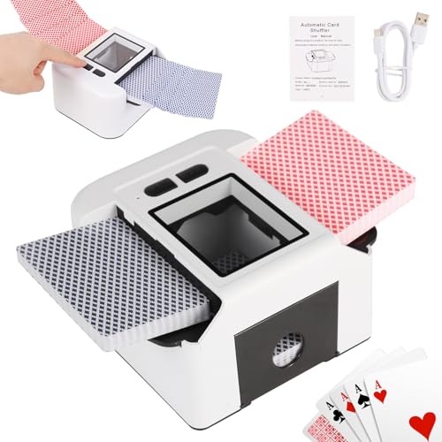 Buldoospok Automatic Card shuffler 12 Deck 2000 mAH USBC Rechargeable Electronic Card shuffler Quiet Card shuffler for UNO Poker Blackjack Canasta SkipBo Phase 10 OnePress AUTO and Manual - Image 1