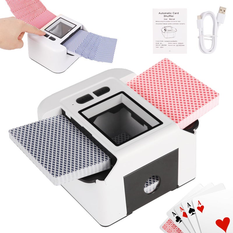 Buldoospok Automatic Card shuffler 12 Deck 2000 mAH USBC Rechargeable Electronic Card shuffler Quiet Card shuffler for UNO Poker Blackjack Canasta SkipBo Phase 10 OnePress AUTO and Manual - Image 2