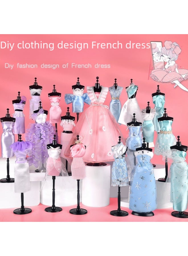 Children's Fashion Design Diy Hair Clip Handmade Material Pack Doll Clothes Girls Toy Cross-border-Color:Two-color-chest-length Shirt Skirt + Half Arm High Waist Series - Image 2
