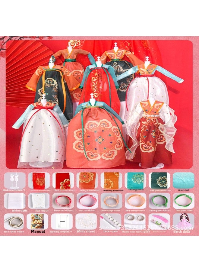 Children's Fashion Design Diy Hair Clip Handmade Material Pack Doll Clothes Girls Toy Cross-border-Color:Two-color-chest-length Shirt Skirt + Half Arm High Waist Series - Image 1