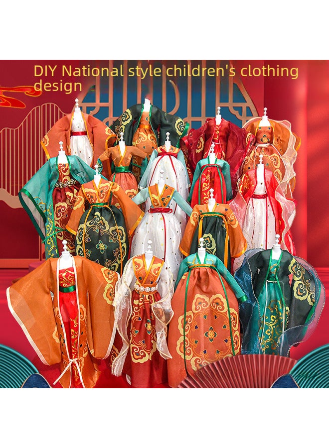 Children's Fashion Design Diy Hair Clip Handmade Material Pack Doll Clothes Girls Toy Cross-border-Color:Two-color-chest-length Shirt Skirt + Half Arm High Waist Series - Image 3