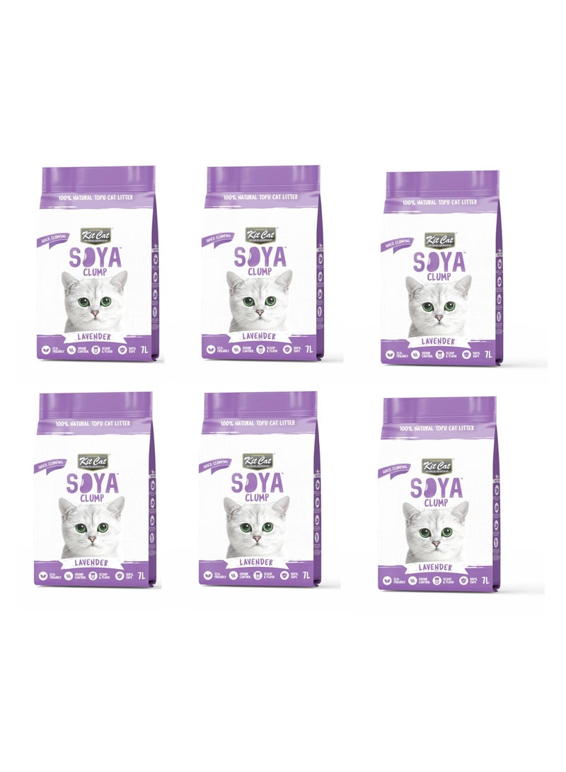 Kit Cat Soya Clump Soybean Litter – Lavender 7L(1 Box – 6pcs) - Image 1